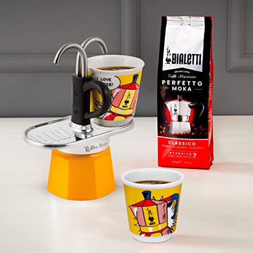 Yellow Aluminium Moka Set includes Coffee Maker 2-Cup (2.8 Oz) + 2 shot glasses B93097