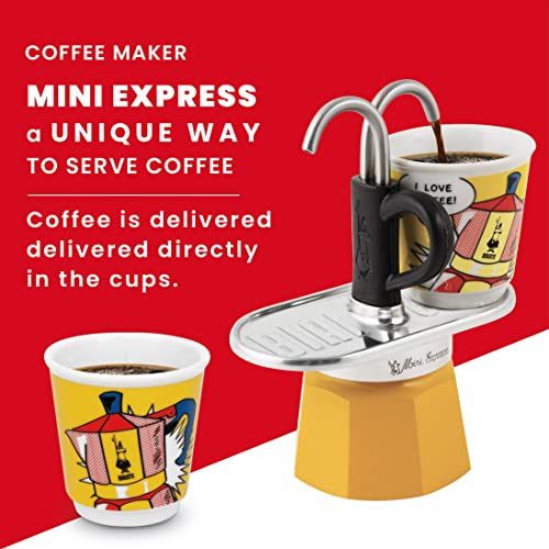 Yellow Aluminium Moka Set includes Coffee Maker 2-Cup (2.8 Oz) + 2 shot glasses B93097
