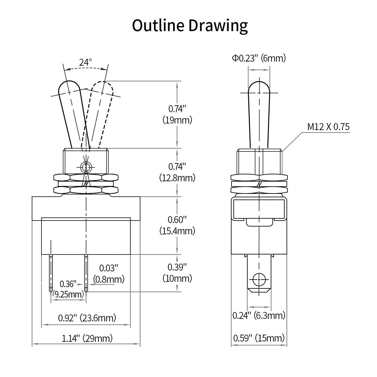 SPST ON-Off 2 Pin 12V 10A Toggle Switch with Waterproof Cover F230500