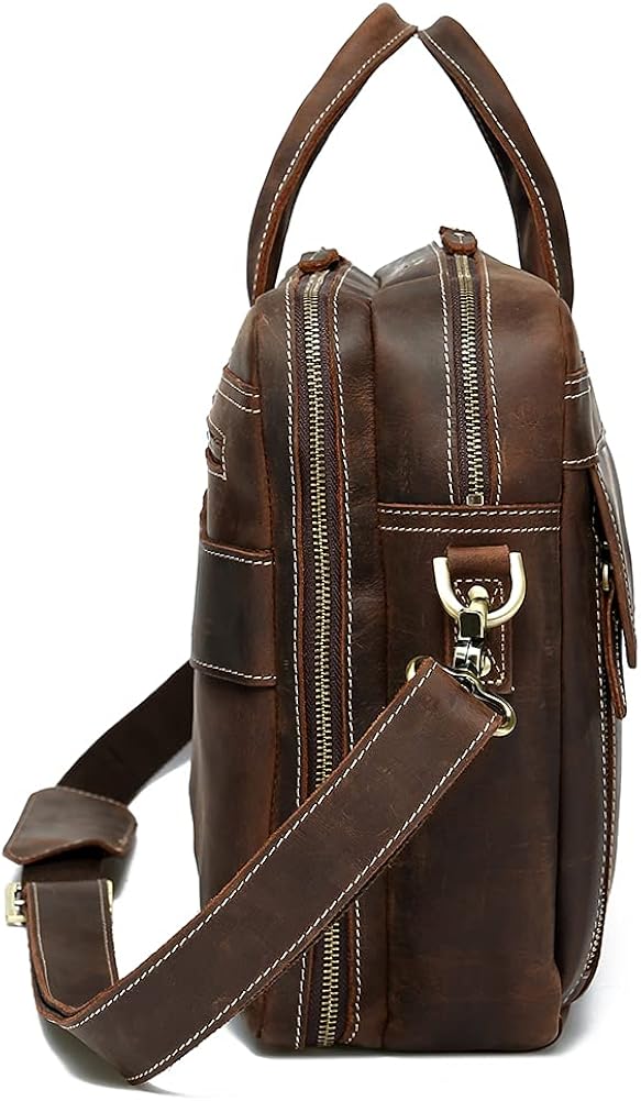 Vintage Genuine Leather 17 inch Laptop Briefcase Y723