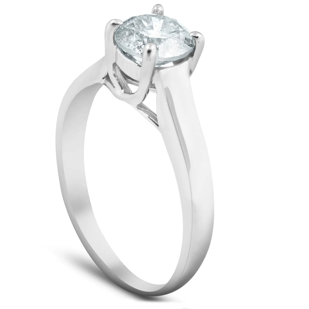 Solitaire Diamond Engagement Ring 1 Carat 14k White Gold N199
