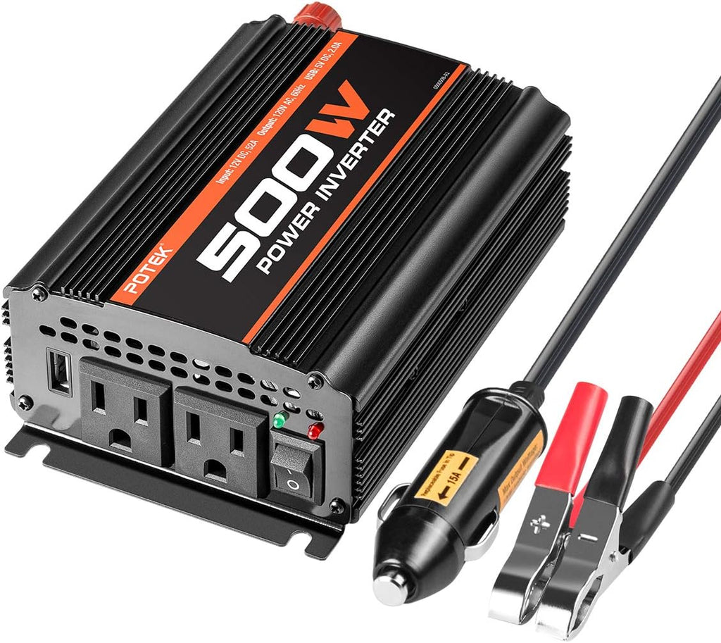 750W Car Power Inverter DC 12V to AC 110V Dual AC Ports 2A USB Ports Pack of 2 M406476
