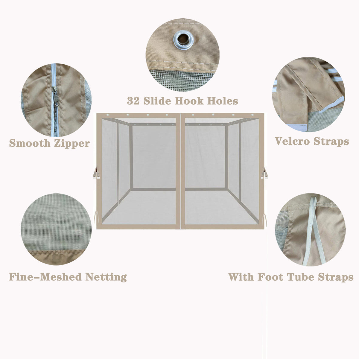 Patio Gazebo Mosquito Netting Replacement - 6.5 W10353