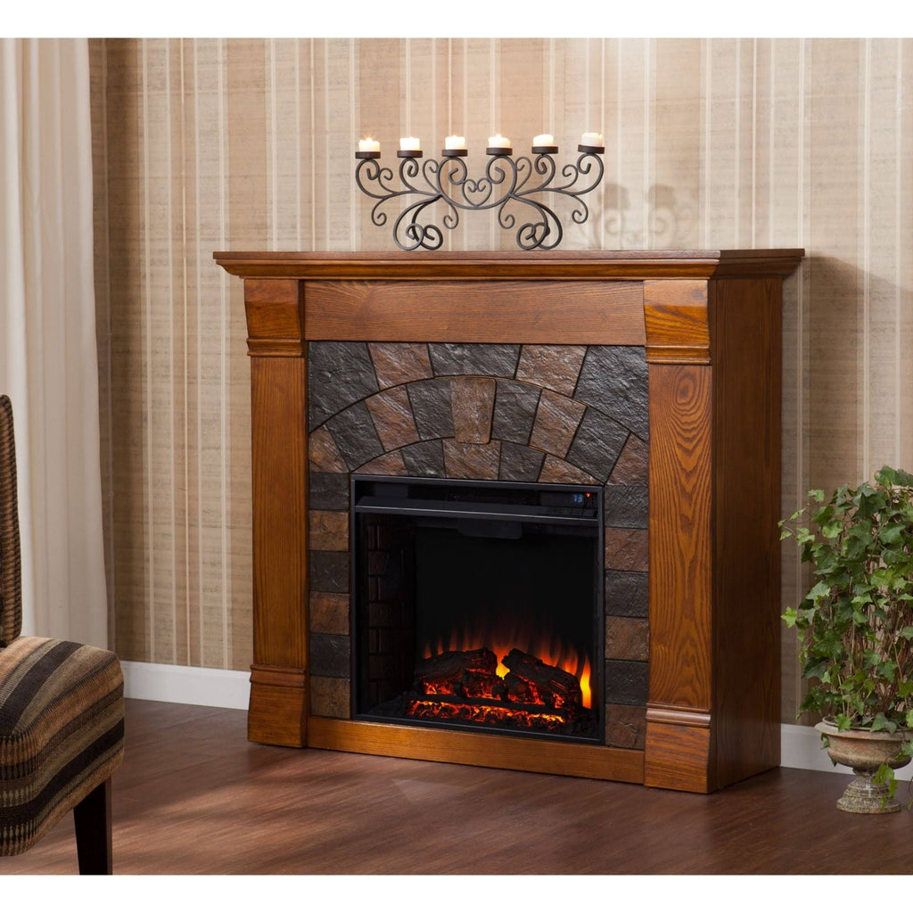 Salem Antique Oak Electric Fireplace Q473