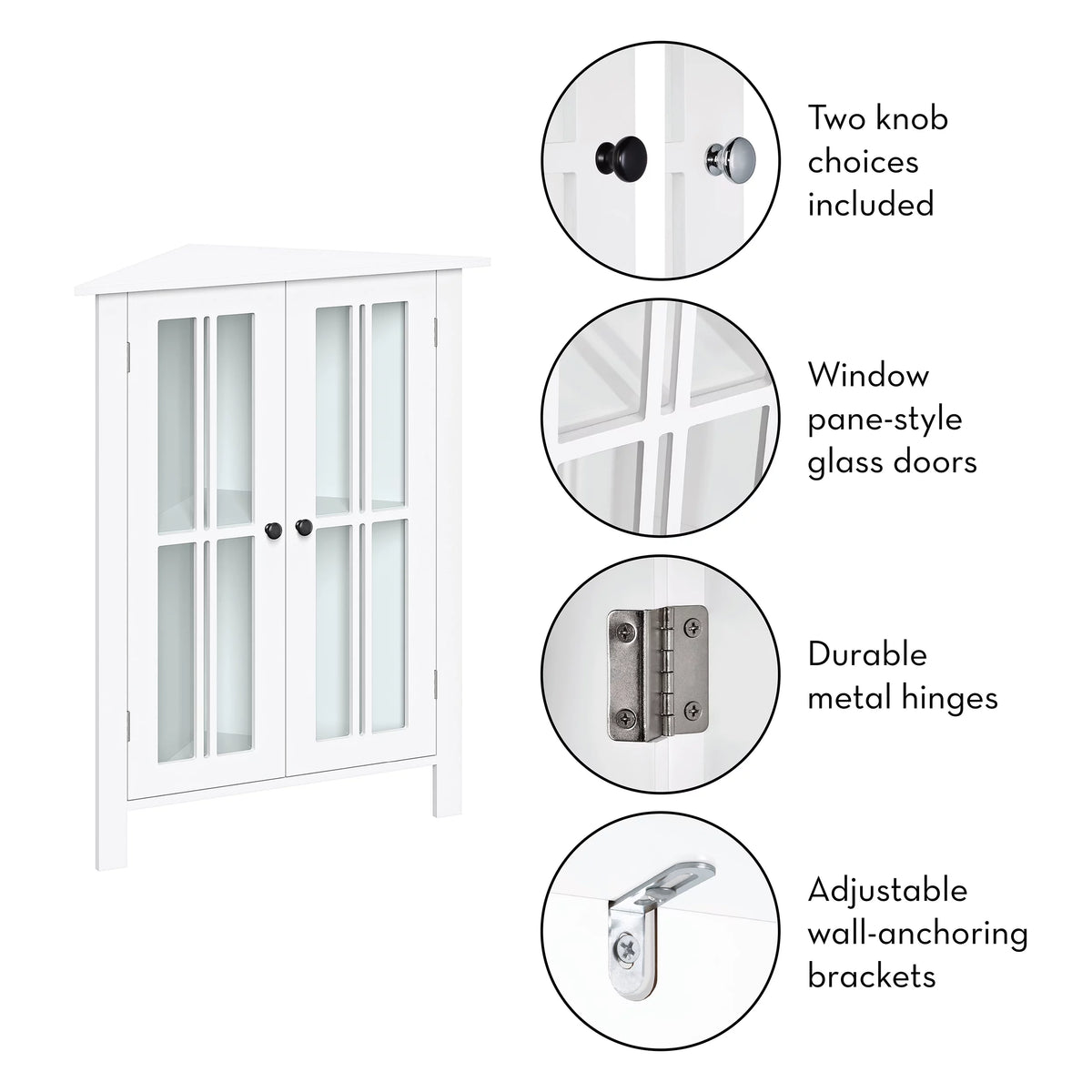 White Two-Door Wood Corner Cabinet D42408