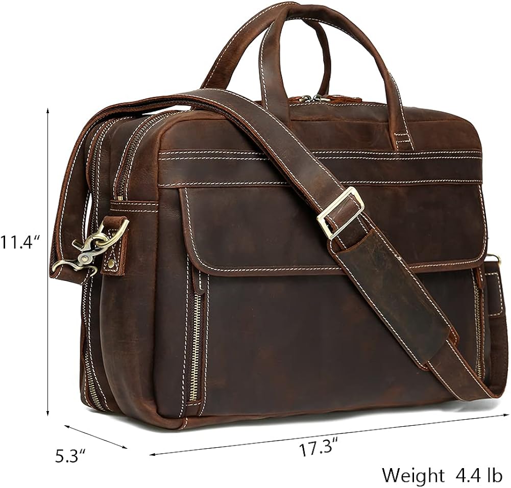 Vintage Genuine Leather 17 inch Laptop Briefcase Y723