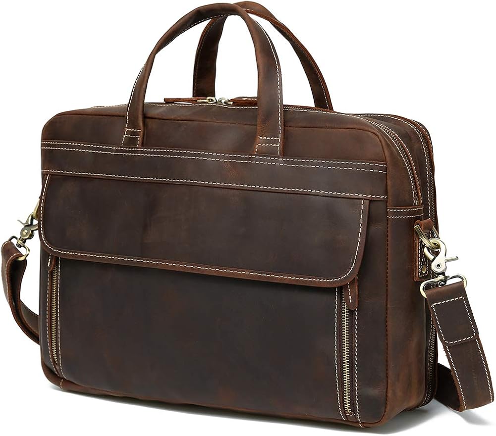 Vintage Genuine Leather 17 inch Laptop Briefcase Y723