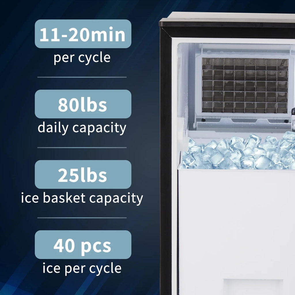 Commercial Ice Maker Machine 80lbs/24H Stainless Steel Black B726662