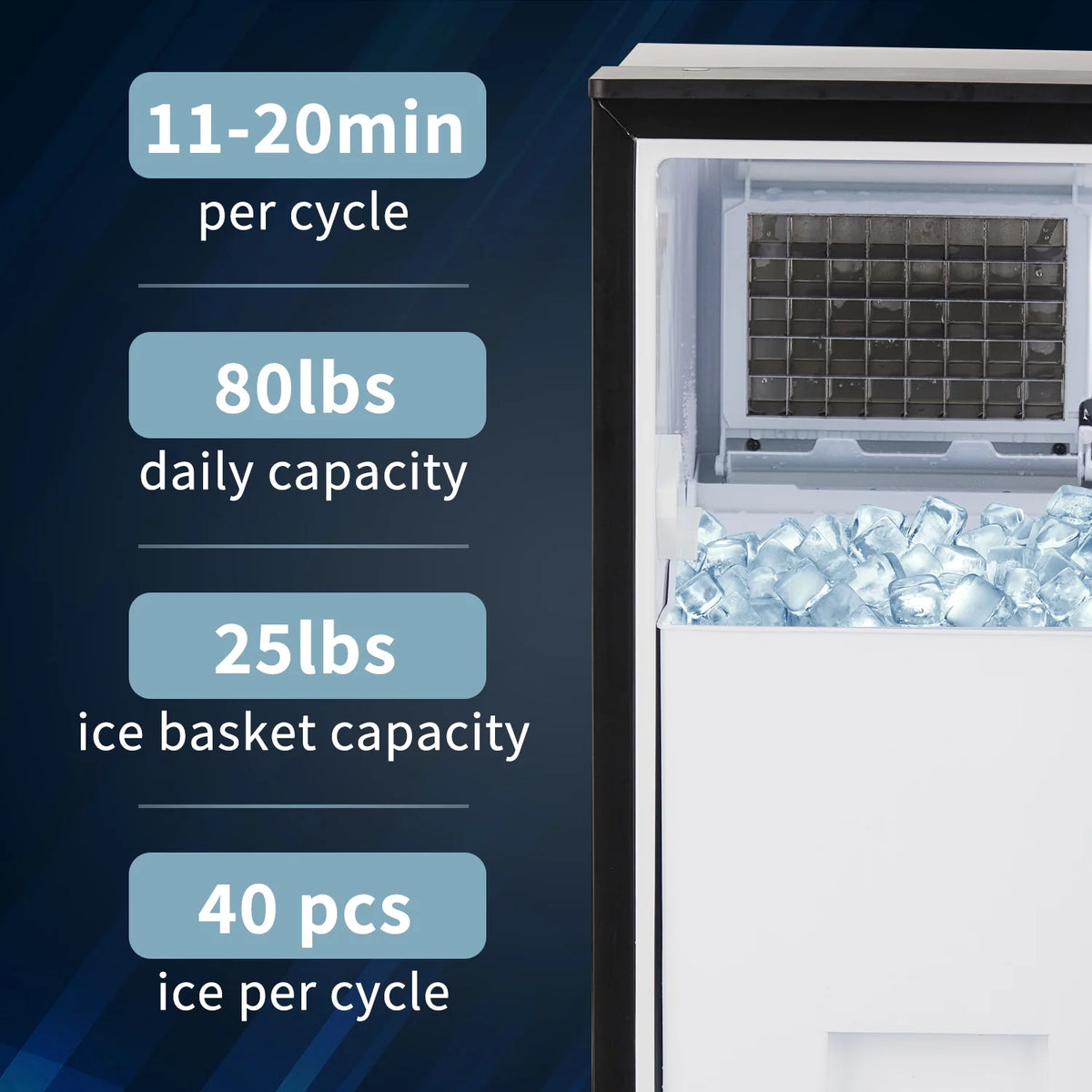 Commercial Ice Maker Machine 80lbs/24H Stainless Steel Black B726662