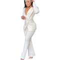 2 Piece Solid Long Sleeve Blazer and Pants Suit Sets E2002