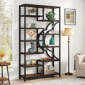 75” Tall 11-Shelves Bookcase with Arc-Shaped Design J152745
