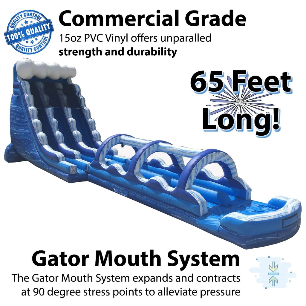 65' Commercial Inflatable Water Slide Blue Marble with Blower H390954