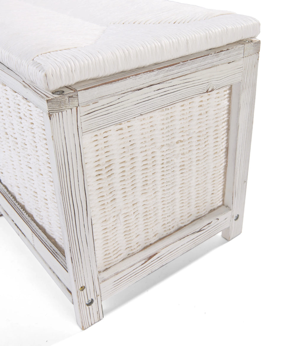 Brown Woven Top Storage Bench with Baskets B4327