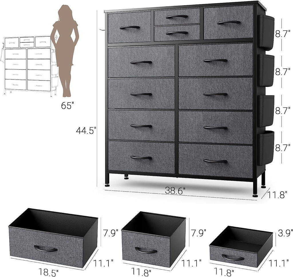 Black 10 Drawer Fabric Dresser B324