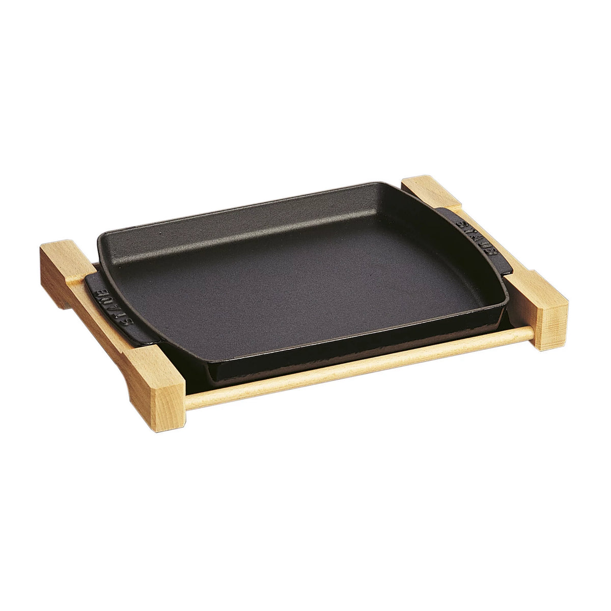 Cast Iron Rectangular Serving Dish with Wood Base L58509