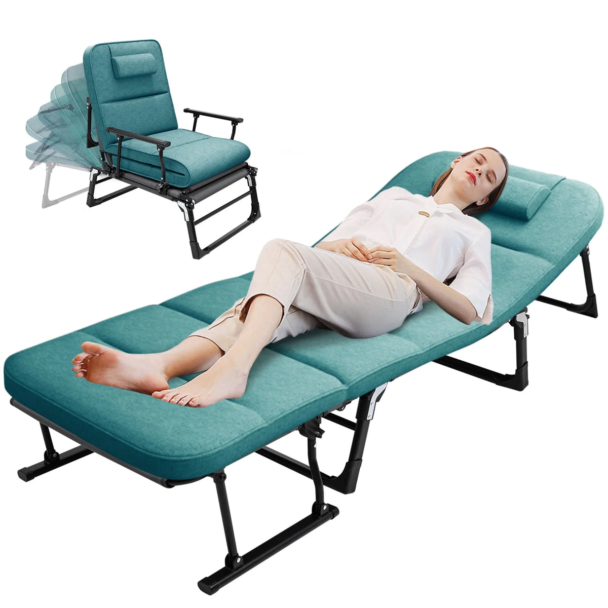 3 in 1 Folding Camping Cot Bed with Mattress & Pillow M1162