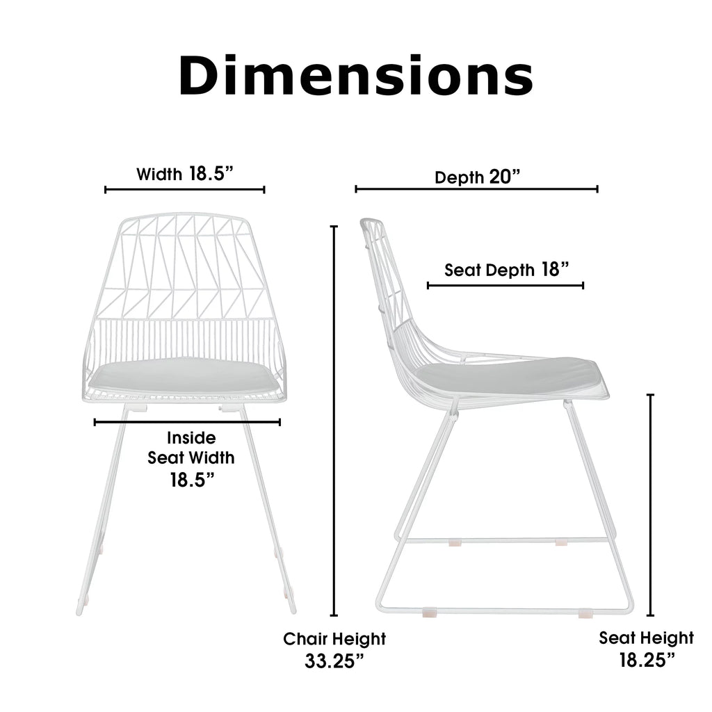 French White Metal Dining Chair Set of 2 R3484