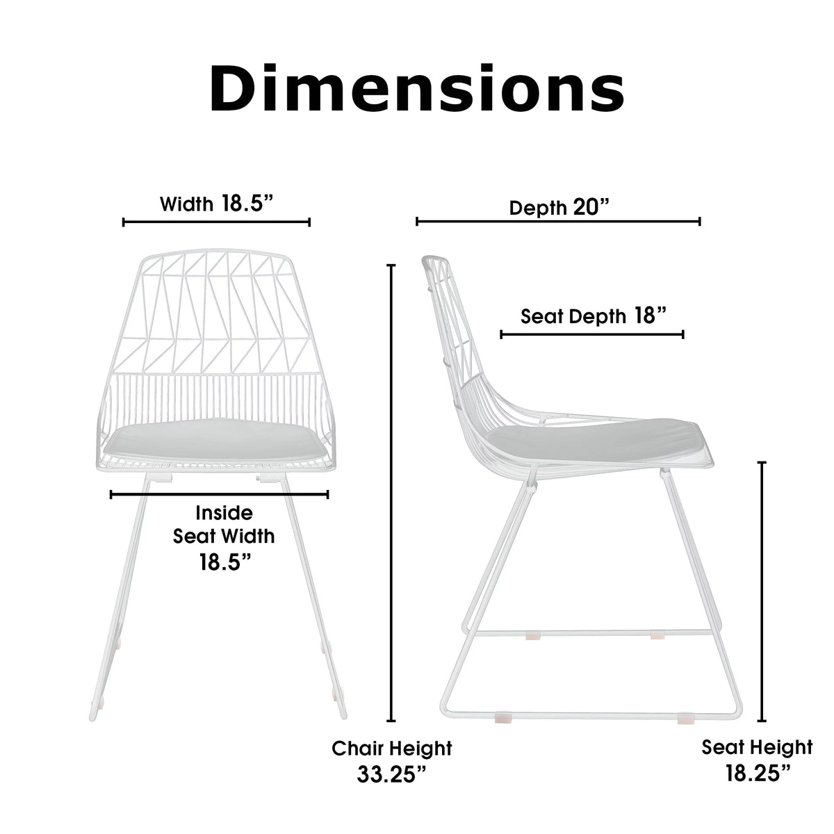 French White Metal Dining Chair Set of 2 R3484