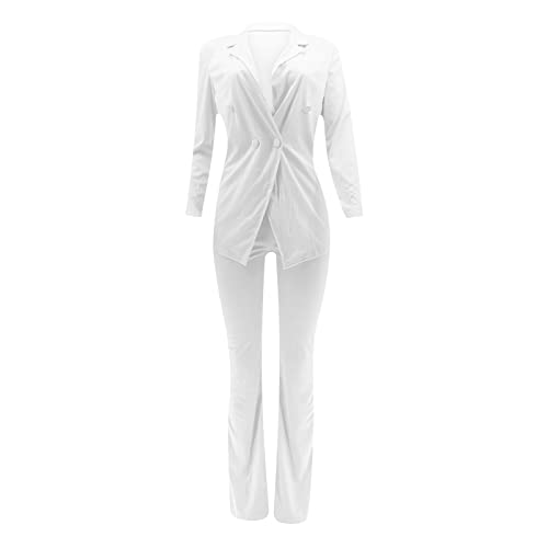 2 Piece Solid Long Sleeve Blazer and Pants Suit Sets E2002