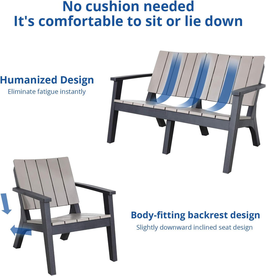 4 Pieces Resin Outdoor Furniture Set with Loveseat, 2 Chairs, Coffee Table L4452
