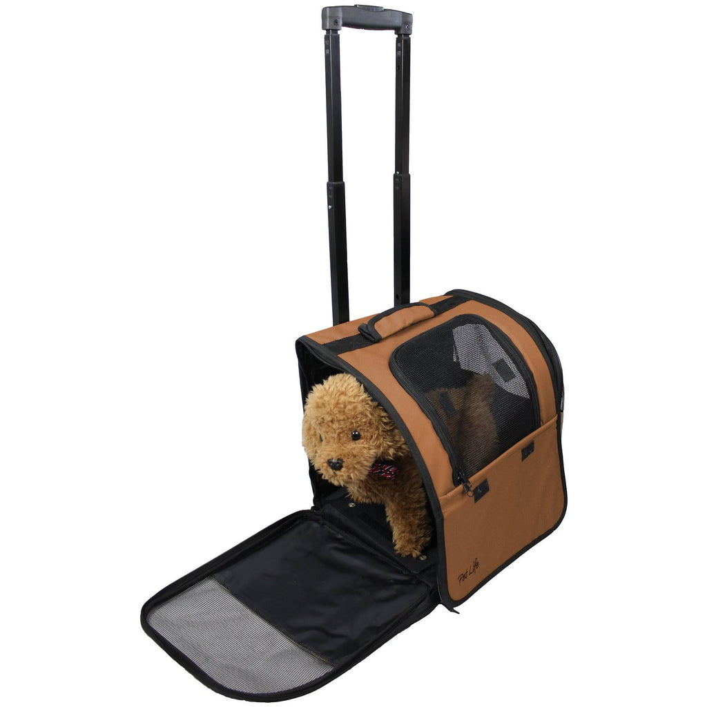 Brown Wheeled Travel Pet Carrier D4372
