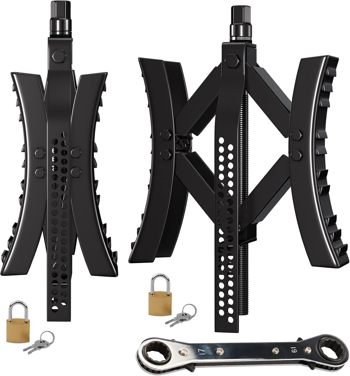Black Metal Wheel Chock Stabilizer 2 Packs Q463845