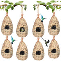 8 Pack 9.45 x 4.33 Inch Hand Woven Natural Fiber Hummingbird Nest Houses Y264