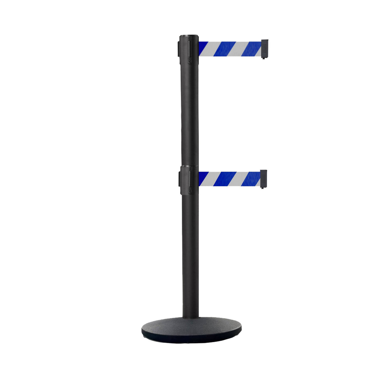 Retractable Belt Barrier Black Post Cast Iron Base 11 ft. Belt B3215
