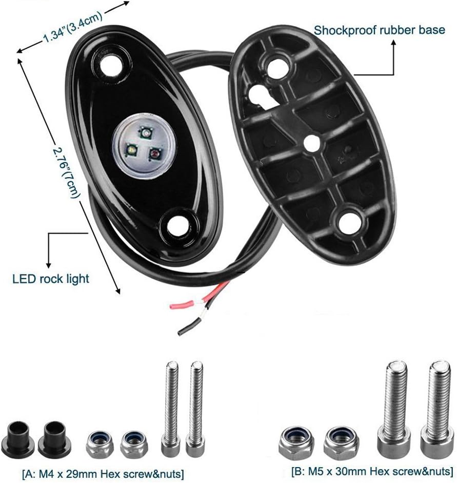 12 Pod RGB LED Rock Lights Kit with Bluetooth Control Waterproof N88156