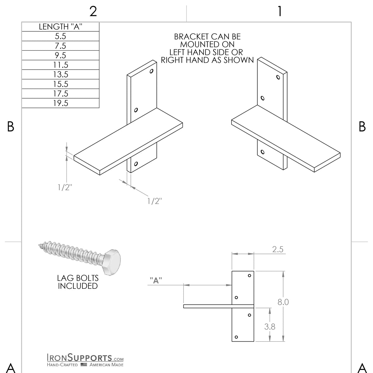 Floating Countertop Wall Bracket N7400