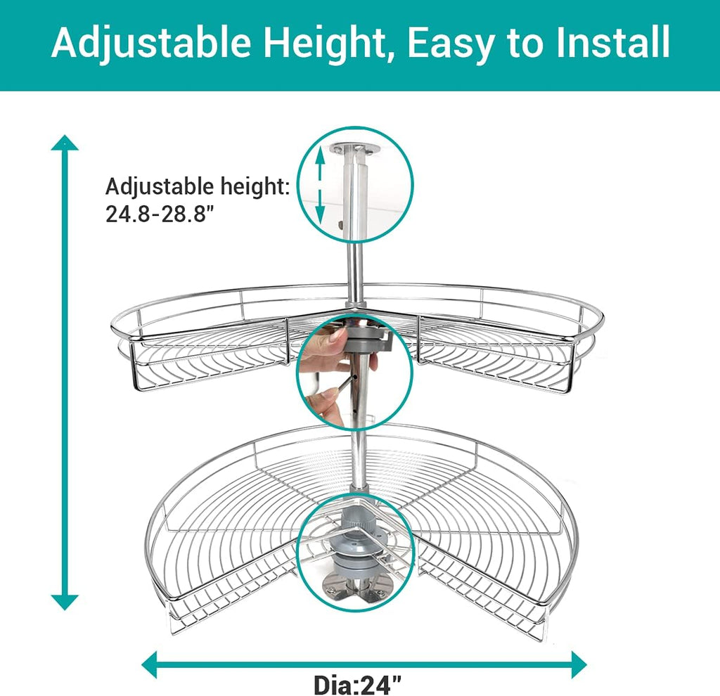 Stainless Steel Lazy Susan Turntable Replacement Shelf, 24 Inch M3397