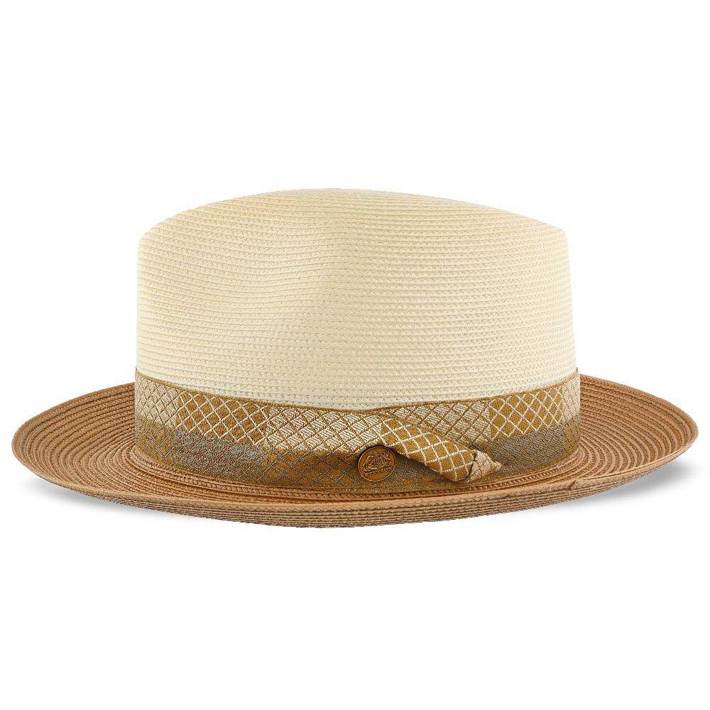 Ivory/Cognac Milan Straw Fedora Hat W20764