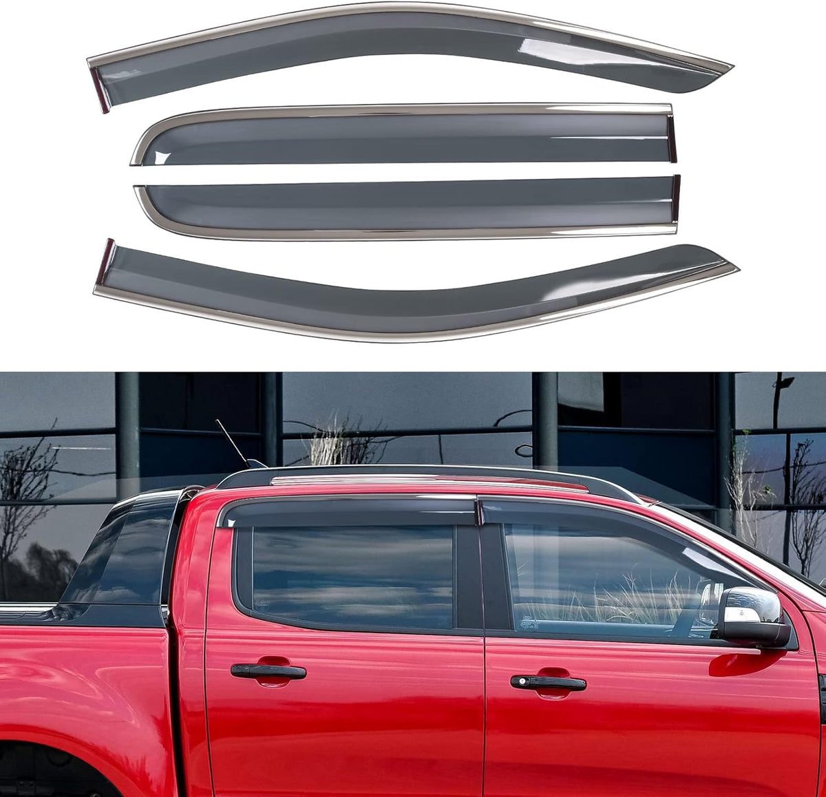 Window Rain Guards for Ford Ranger SuperCrew, Pack of 2 N510151