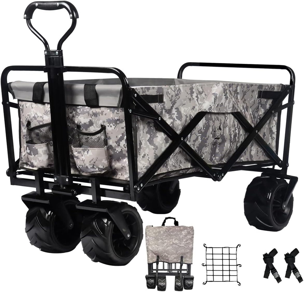 Black Heavy Duty Folding Utility Cart with Adjustable Handle Z61671