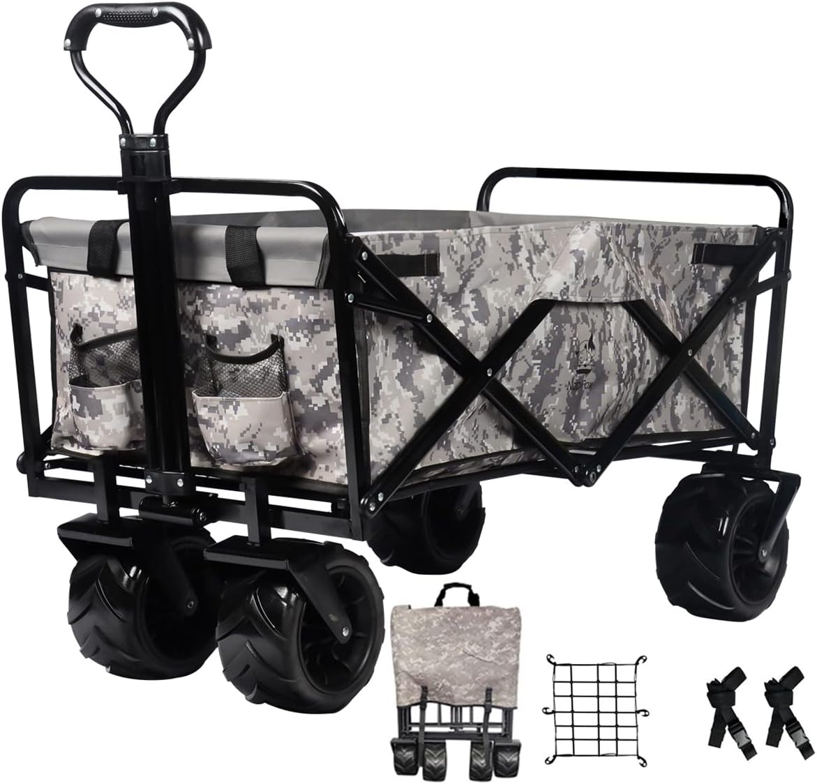Black Heavy Duty Folding Utility Cart with Adjustable Handle Z61671