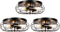 3 Pack Semi Flush Mount Ceiling Light, 3 Lights Metal Cage Light Fixture E13385