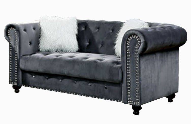 Gray Velvet-Like Fabric Loveseat Q269143