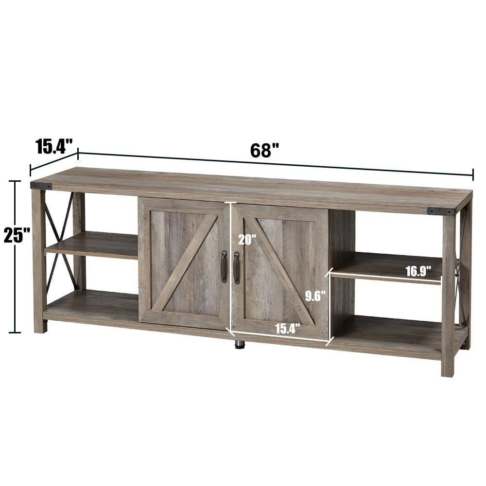 68x22 TV Stand Wood Metal TV Console with Storage Cabinets and Shelves G76706