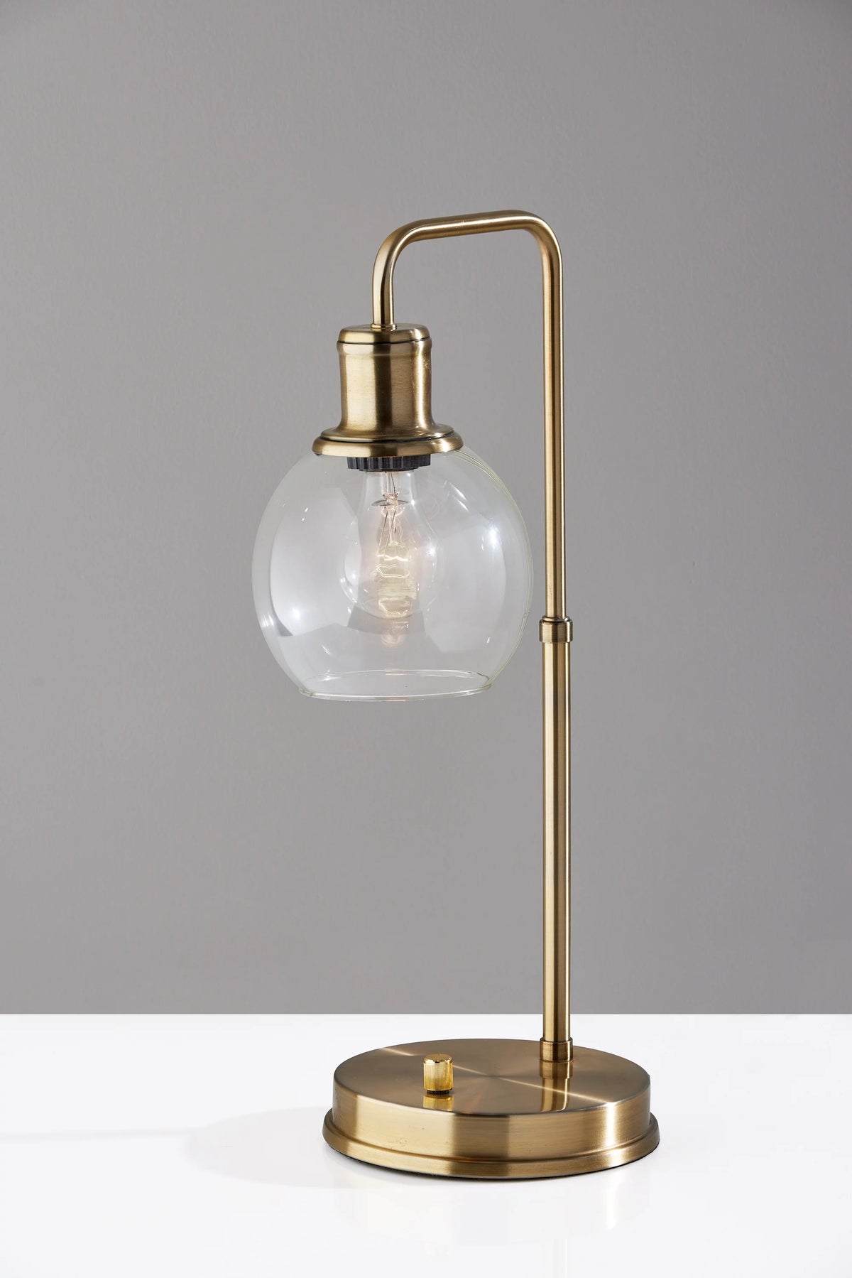 Gold Desk Lamp with Glass Shade and AC Outlet S54826