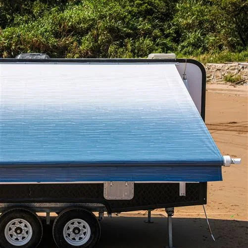 Motorized Retractable RV/Patio Awning - 13 x 8 Feet - Blue Fade C988030