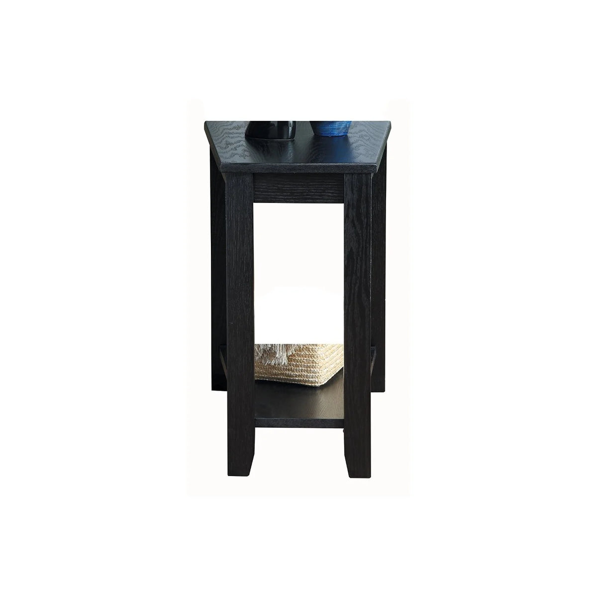 Wood Wedged Chair Side Table with Bottom Shelf T65886