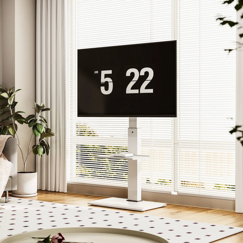 White Floor TV Stand with Mount for 26-65 inch Flat Screen TVs S2092