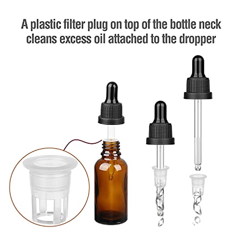 4 X 50ml Amber Glass Dropper Bottle with Glass Pipette H57354