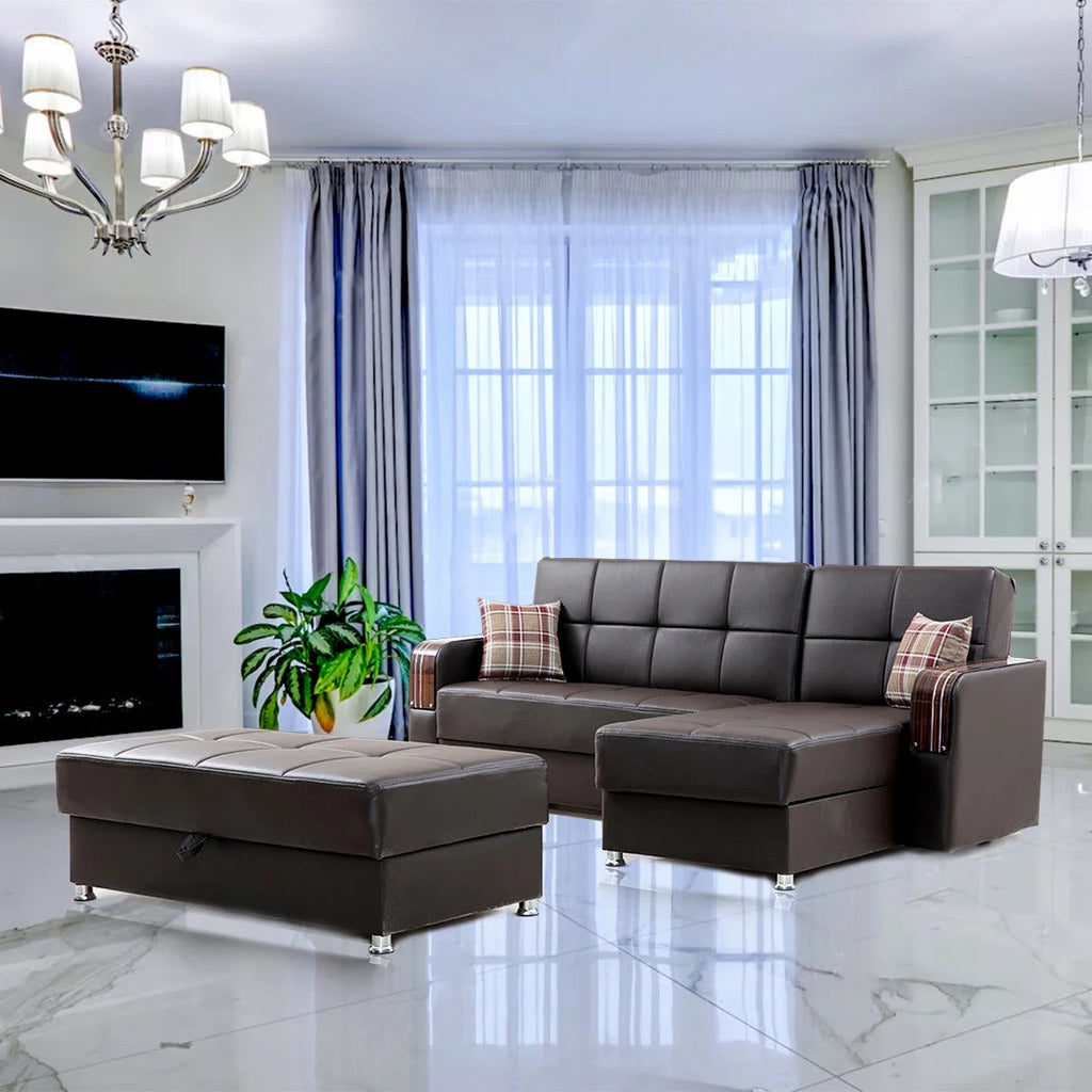 Brown Reversible Sectional Sofa B5592