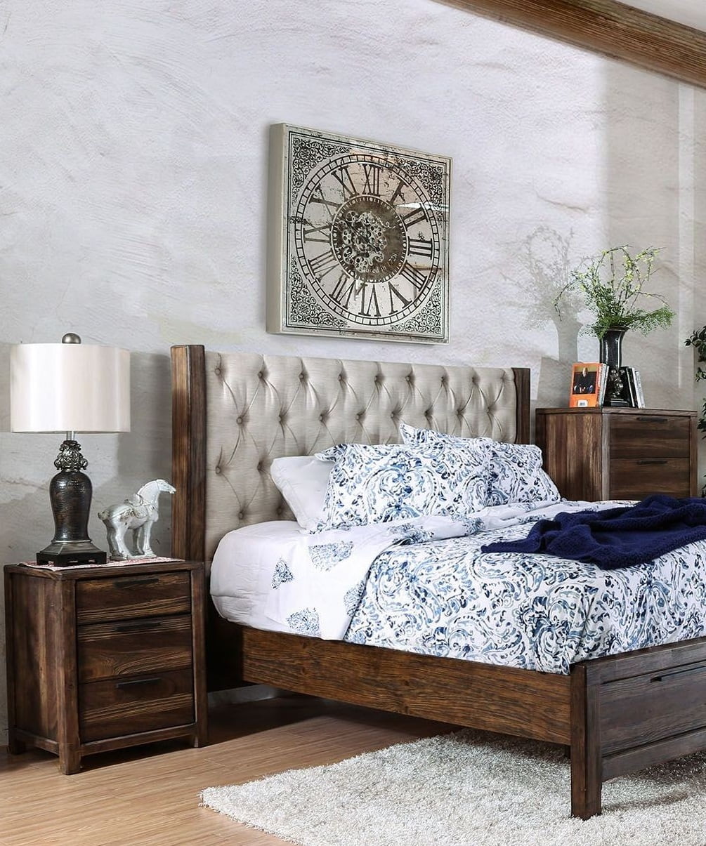 1pc Solid Wood Nightstand with Felt Lined Drawers M9560