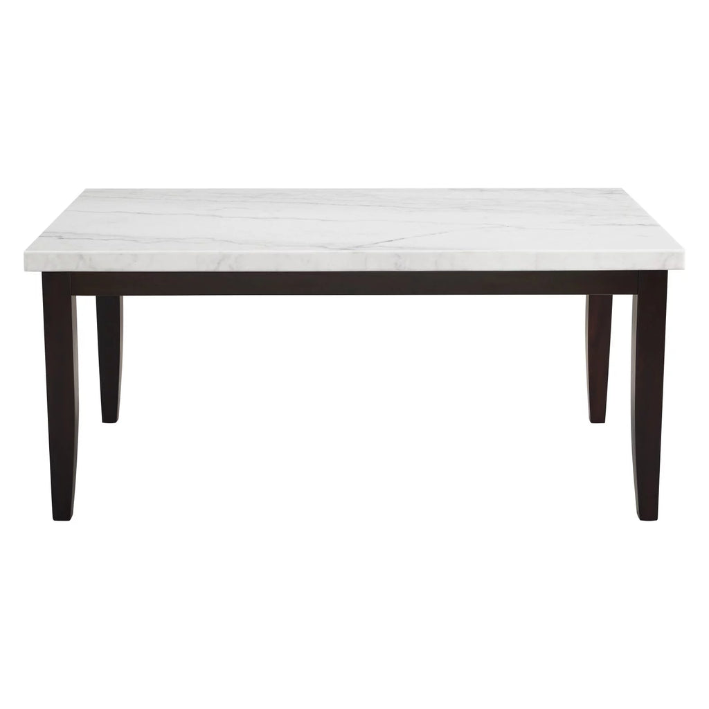 Rectangular Dark Cherry and White Marble Top Dining Table S1881