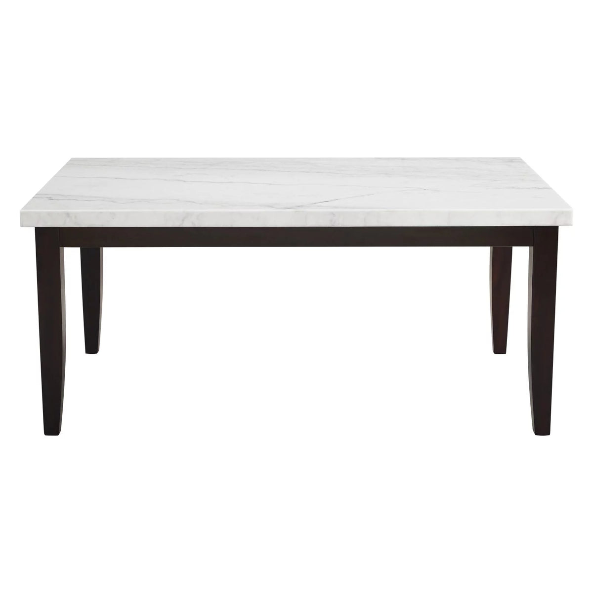 Rectangular Dark Cherry and White Marble Top Dining Table S1881