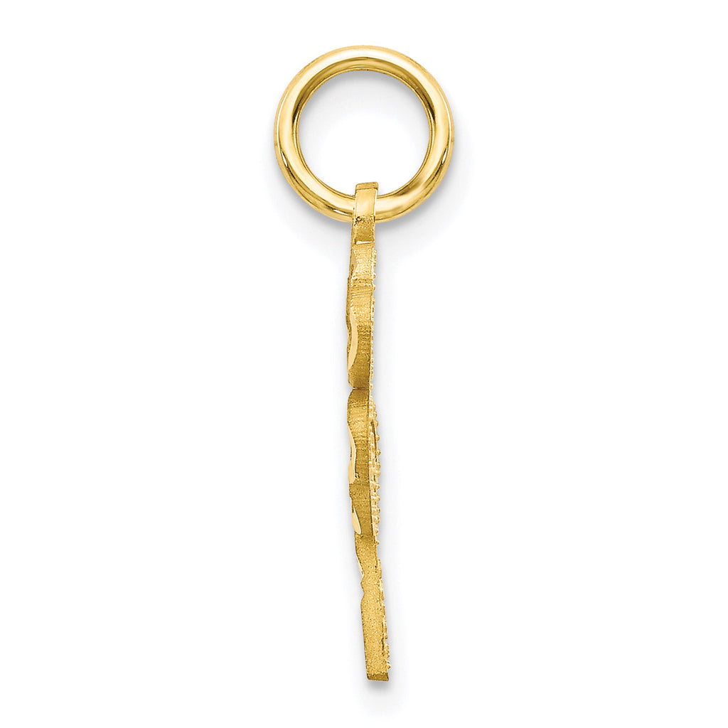 10K Yellow Gold Four Leaf Clover Pendant Charm with 14K Yellow Gold Rope Chain Necklace 16'' K348