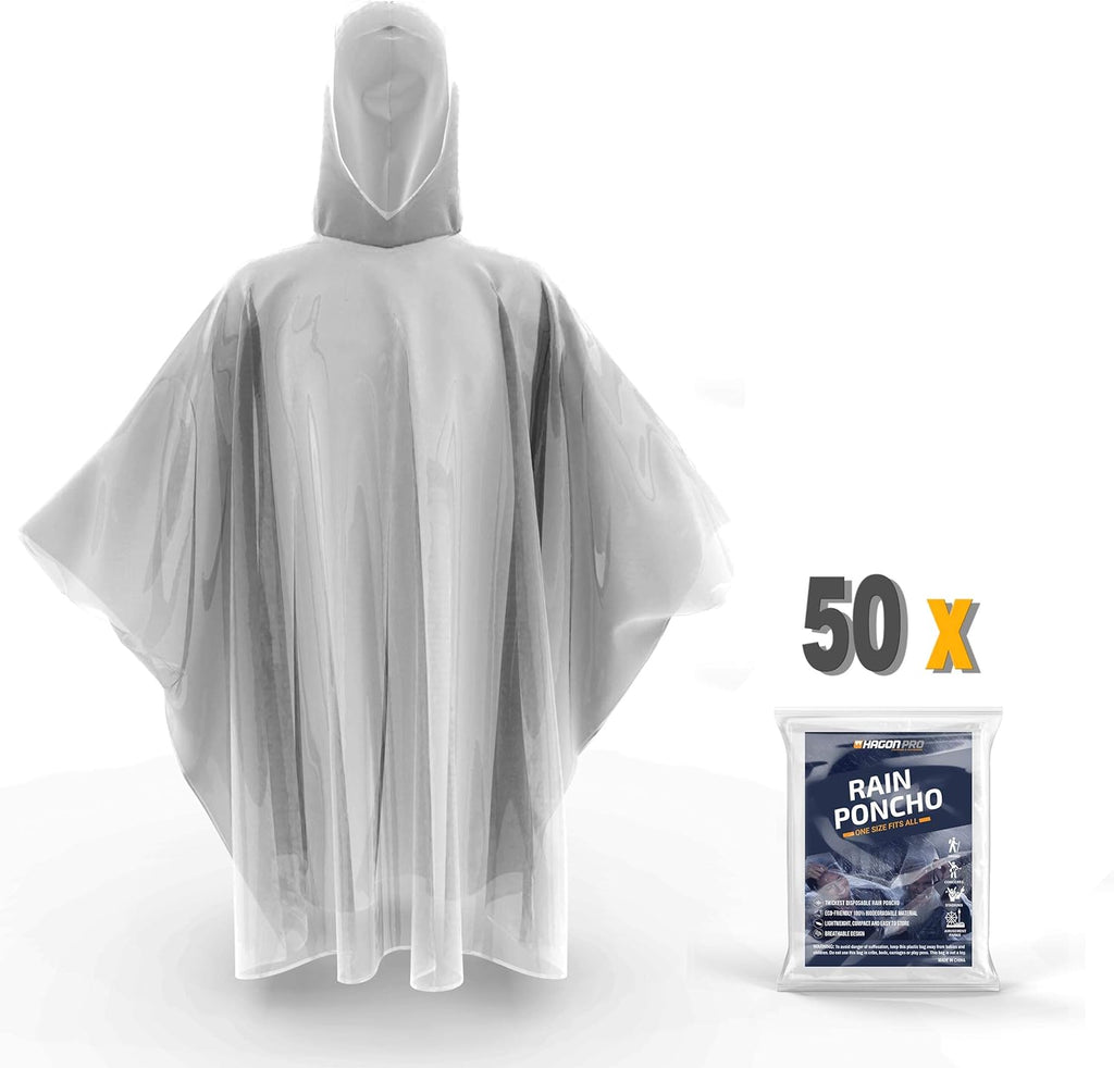 Disposable Rain Ponchos for Adults (5 Pack) I382