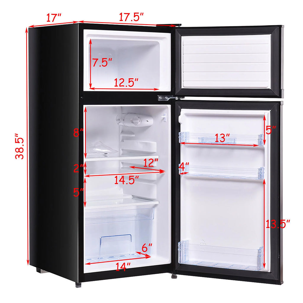 2 Doors 3.4 cu ft. Compact Mini Refrigerator Freezer D184
